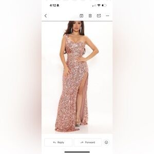 Elegant Sequin Gown with Slit